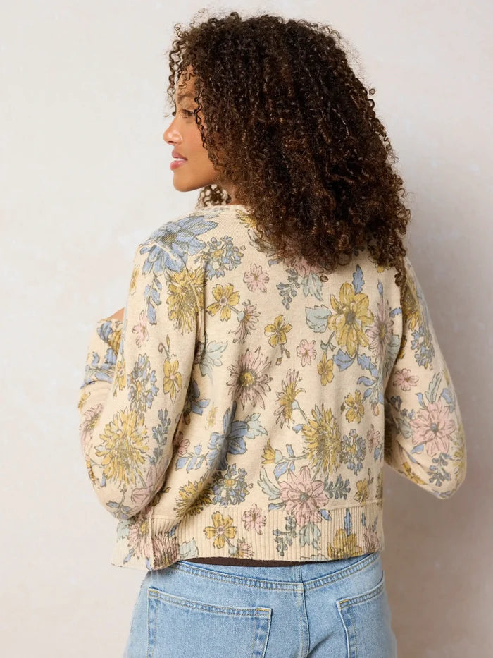 Your Everything Cardigan Sweater - Ivory Dahlia Floral-view 3