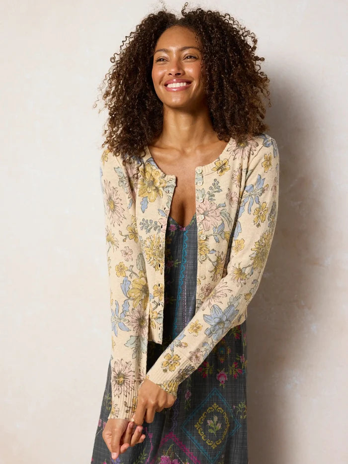 Your Everything Cardigan Sweater - Ivory Dahlia Floral-view 6