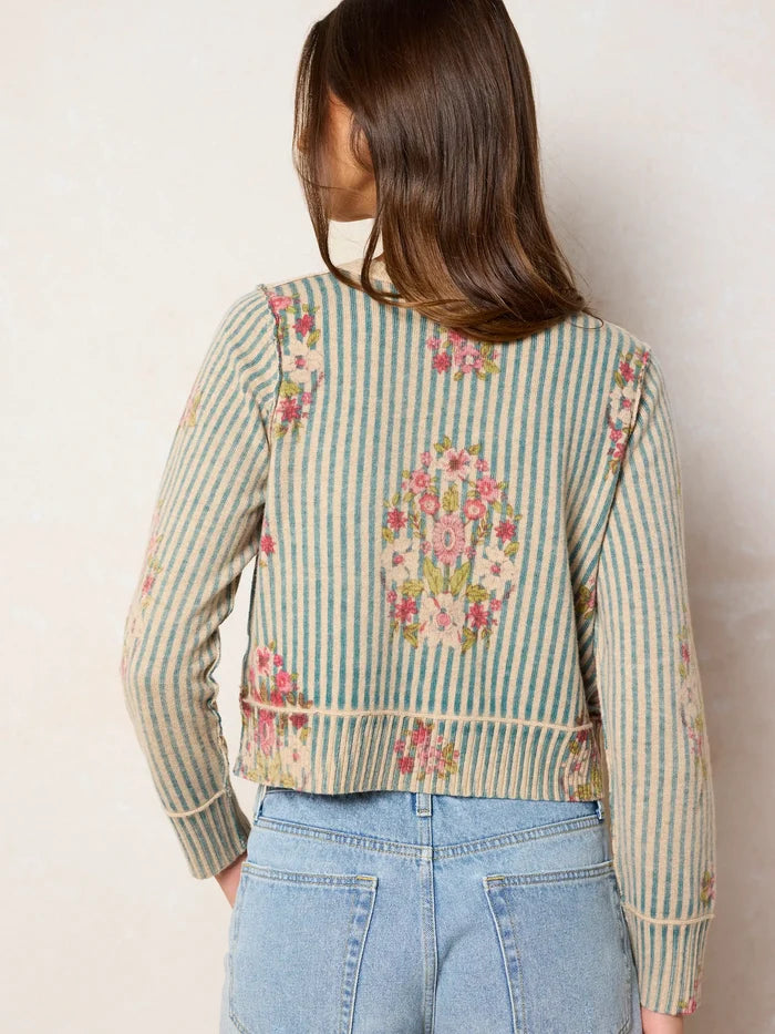 Your Everything Cardigan Sweater - Jaipur Stripe Teal-view 6