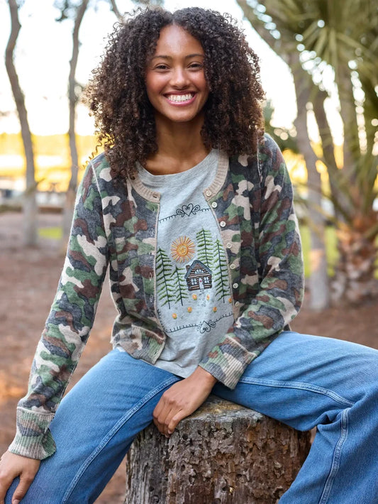 Your Everything Cardigan Sweater - Olive Camo-view 1