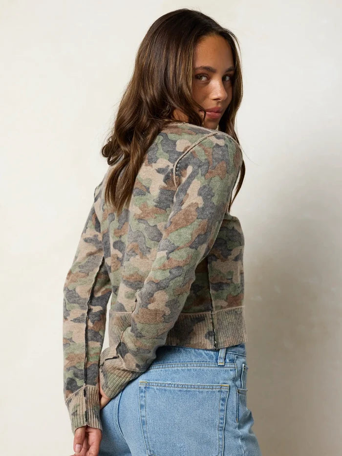 Your Everything Cardigan Sweater - Olive Camo-view 5